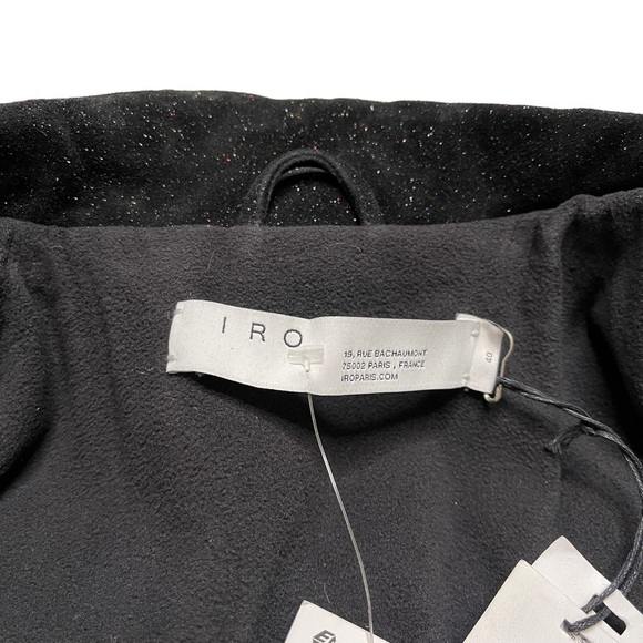NWT IRO Adri Suede Leather Black Glitter Moto Jacket - Picture 7 of 10